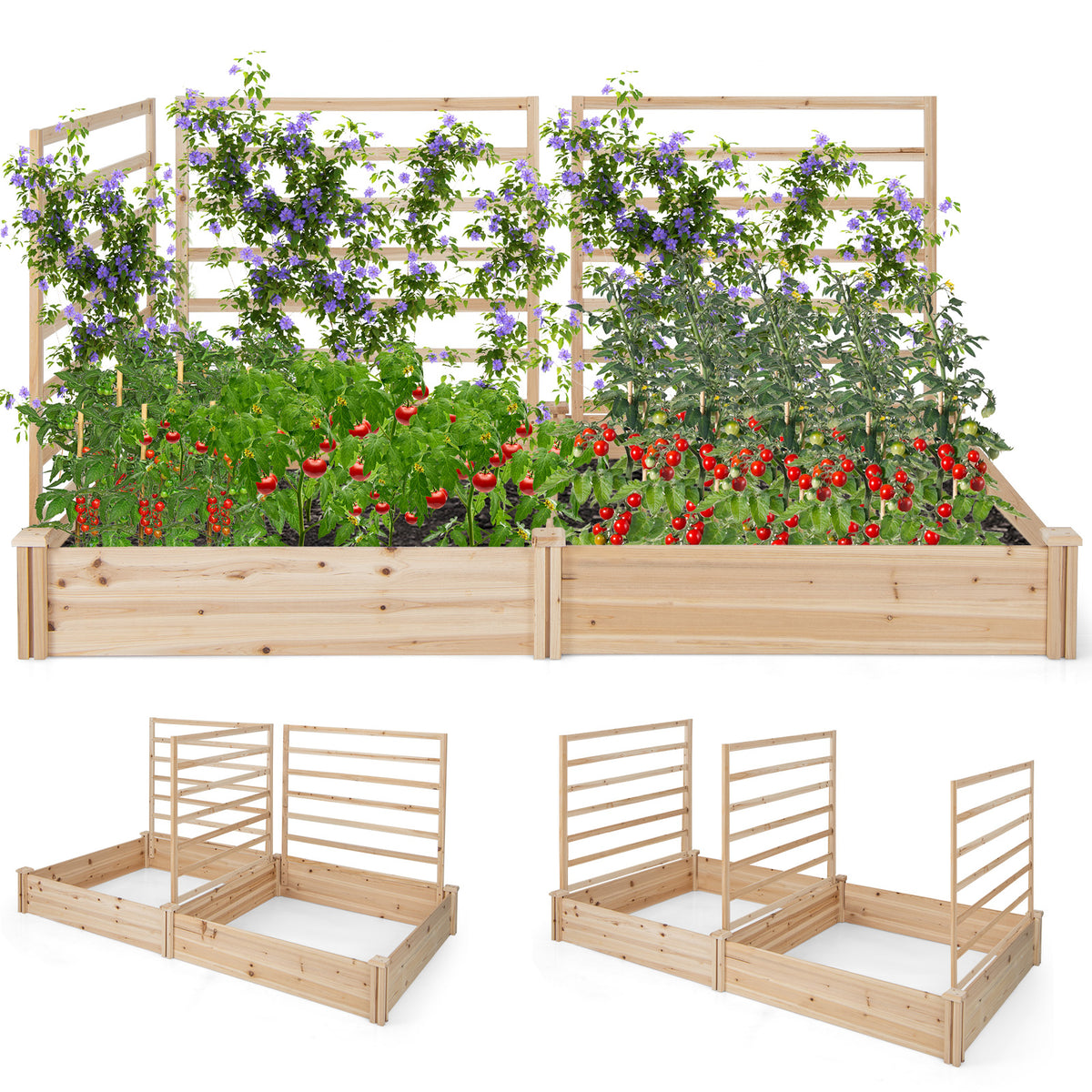 Raised Garden Bed, 2 Planter Boxes, 3 Trellis, Natural Raised Garden Beds at Gallery Canada