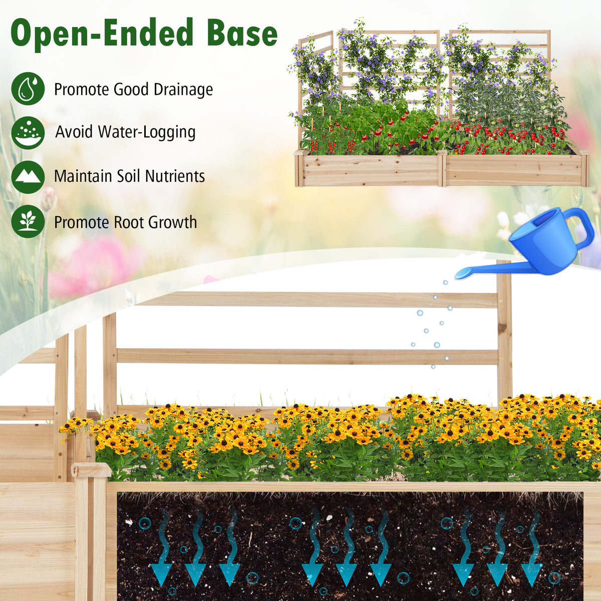 Raised Garden Bed, 2 Planter Boxes, 3 Trellis, Natural Raised Garden Beds at Gallery Canada