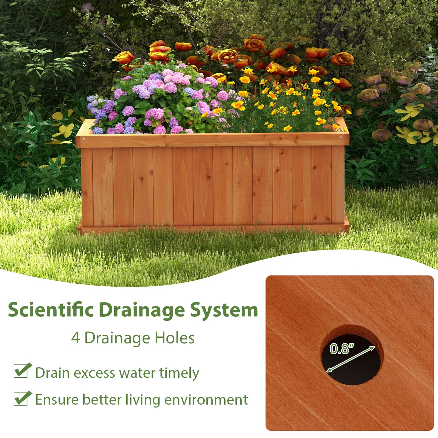 Wooden Raised Garden Bed Planter Box, 4 Drainage Holes, Orange Raised Garden Beds at Gallery Canada