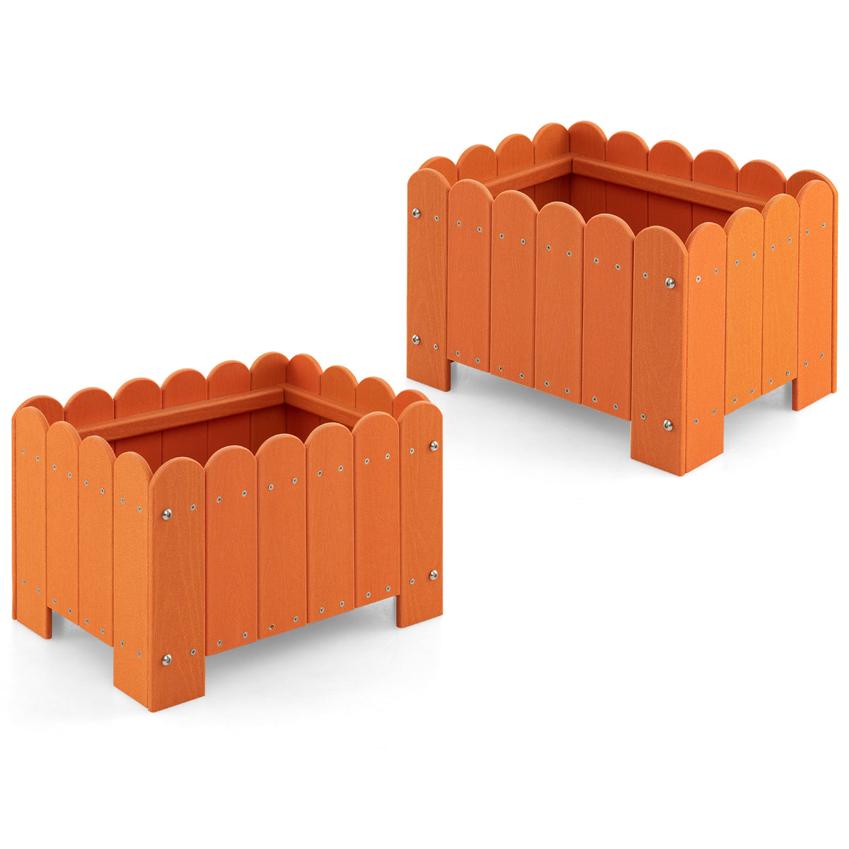2 Pack Rectangular Planter Box, Drainage Gaps, Orange Plant Stands at Gallery Canada