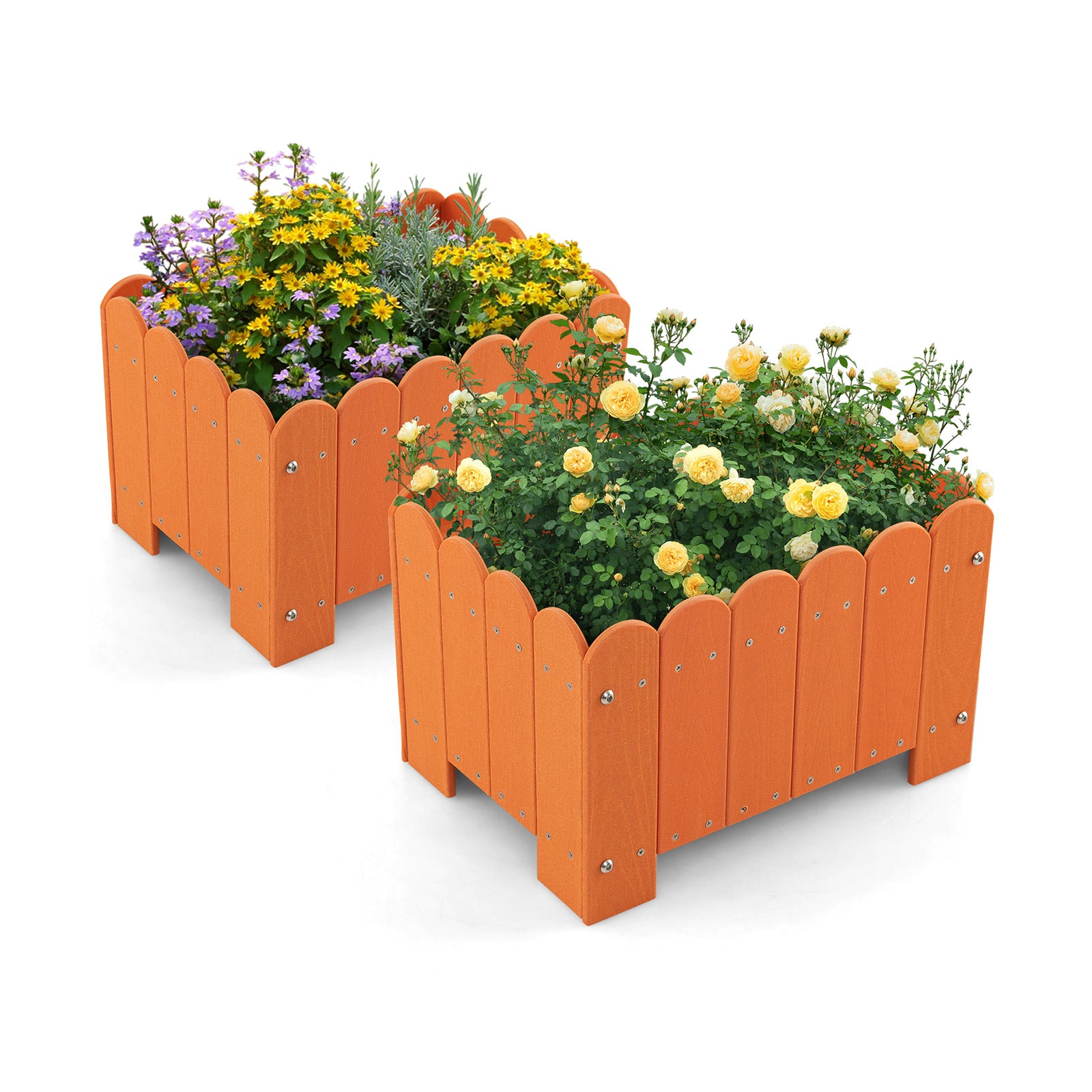 2 Pack Rectangular Planter Box, Drainage Gaps, Orange Plant Stands at Gallery Canada