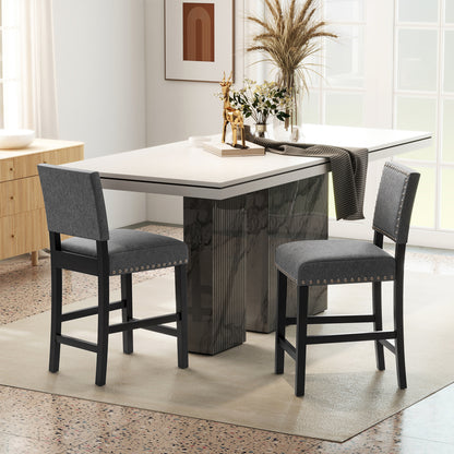 38.5/43.5 Inch Counter Height Chairs, Solid Rubber Wood Frame, Gray Dining Chairs at Gallery Canada