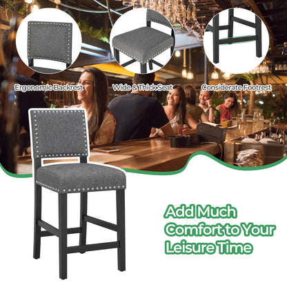 38.5/43.5 Inch Counter Height Chairs, Solid Rubber Wood Frame, Gray Dining Chairs at Gallery Canada