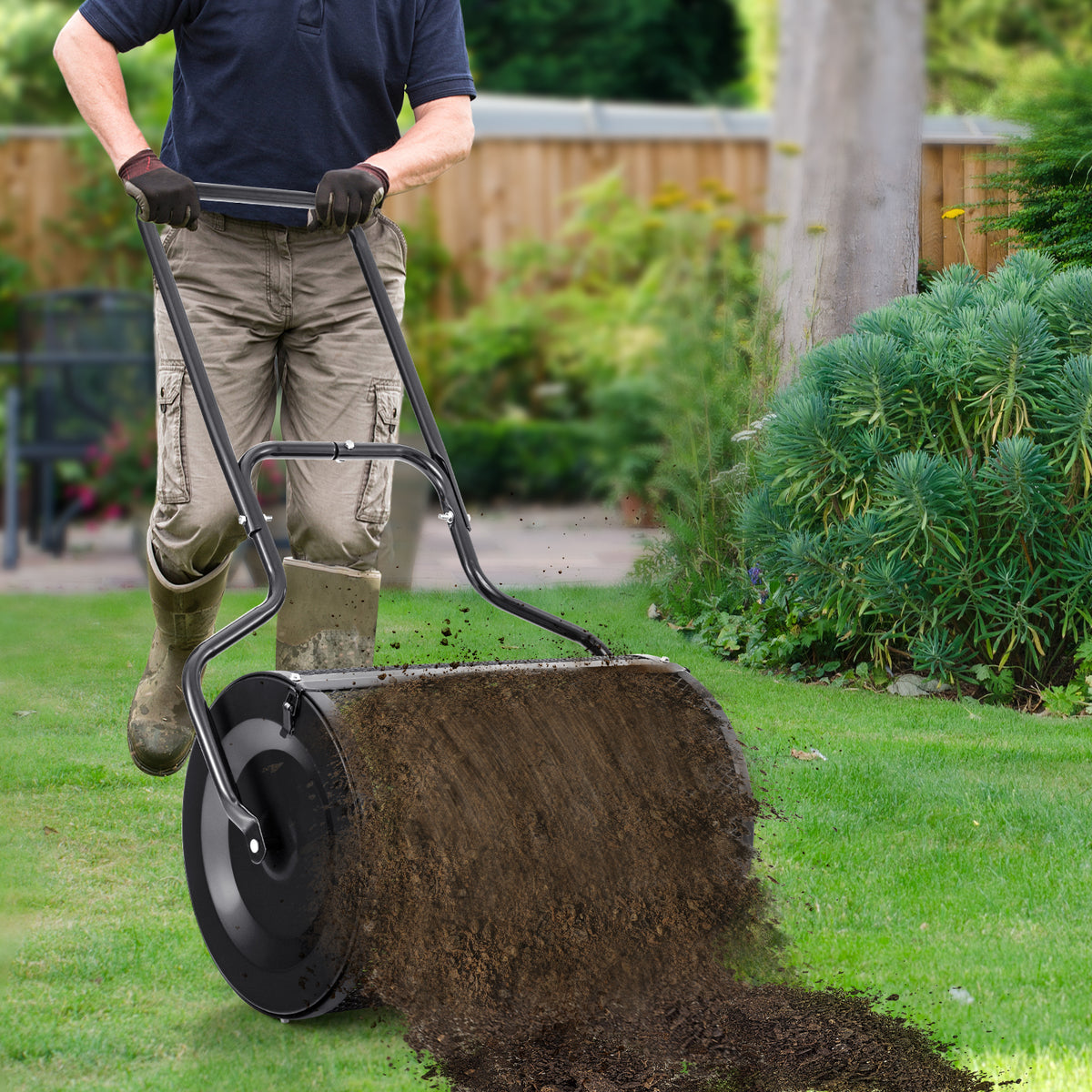 24” Peat Moss Spreader, U-Shape Handle, Black Garden Tools at Gallery Canada