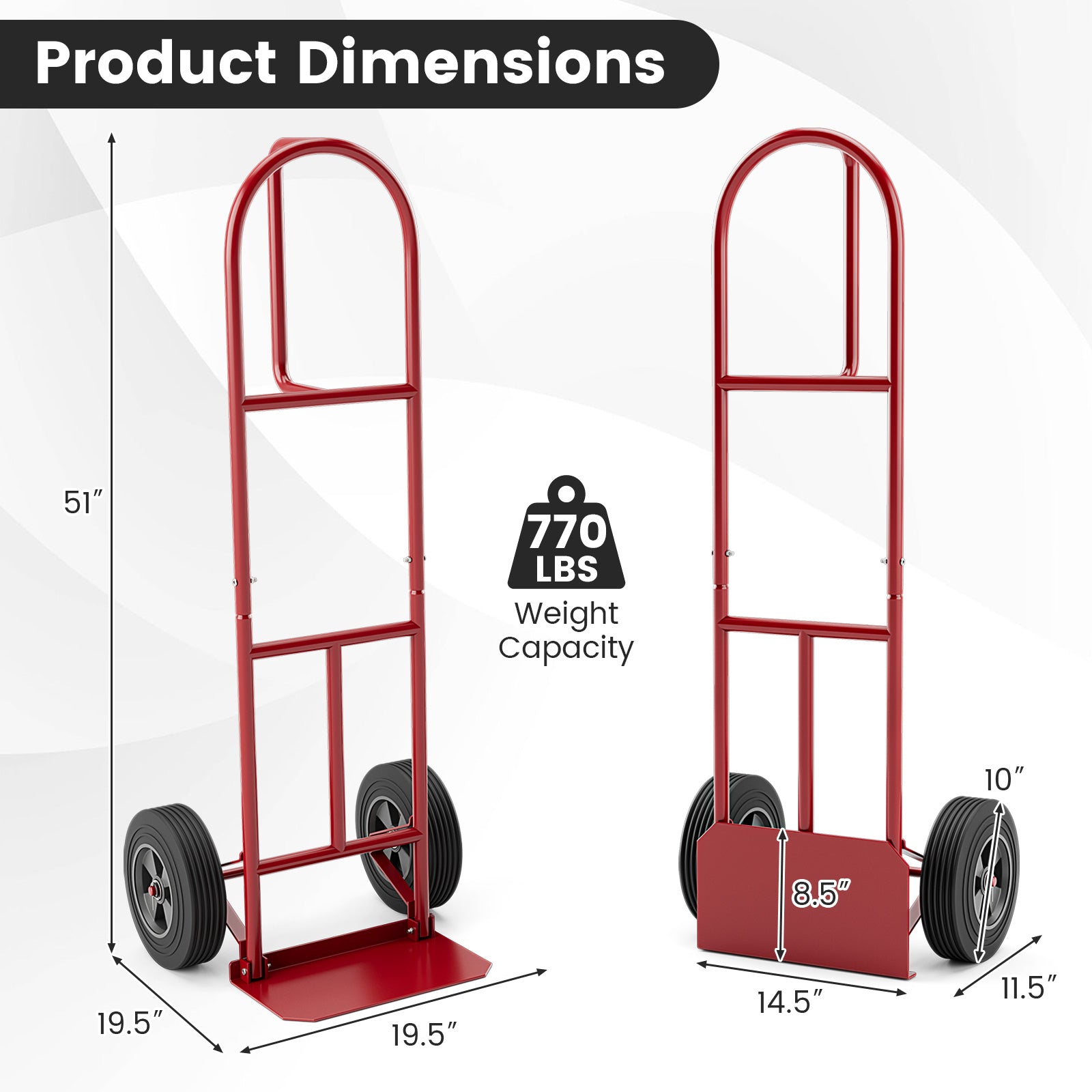 P-Handle Sack Truck, 10 Inch Wheels, Foldable Load Area, Red Garages at Gallery Canada
