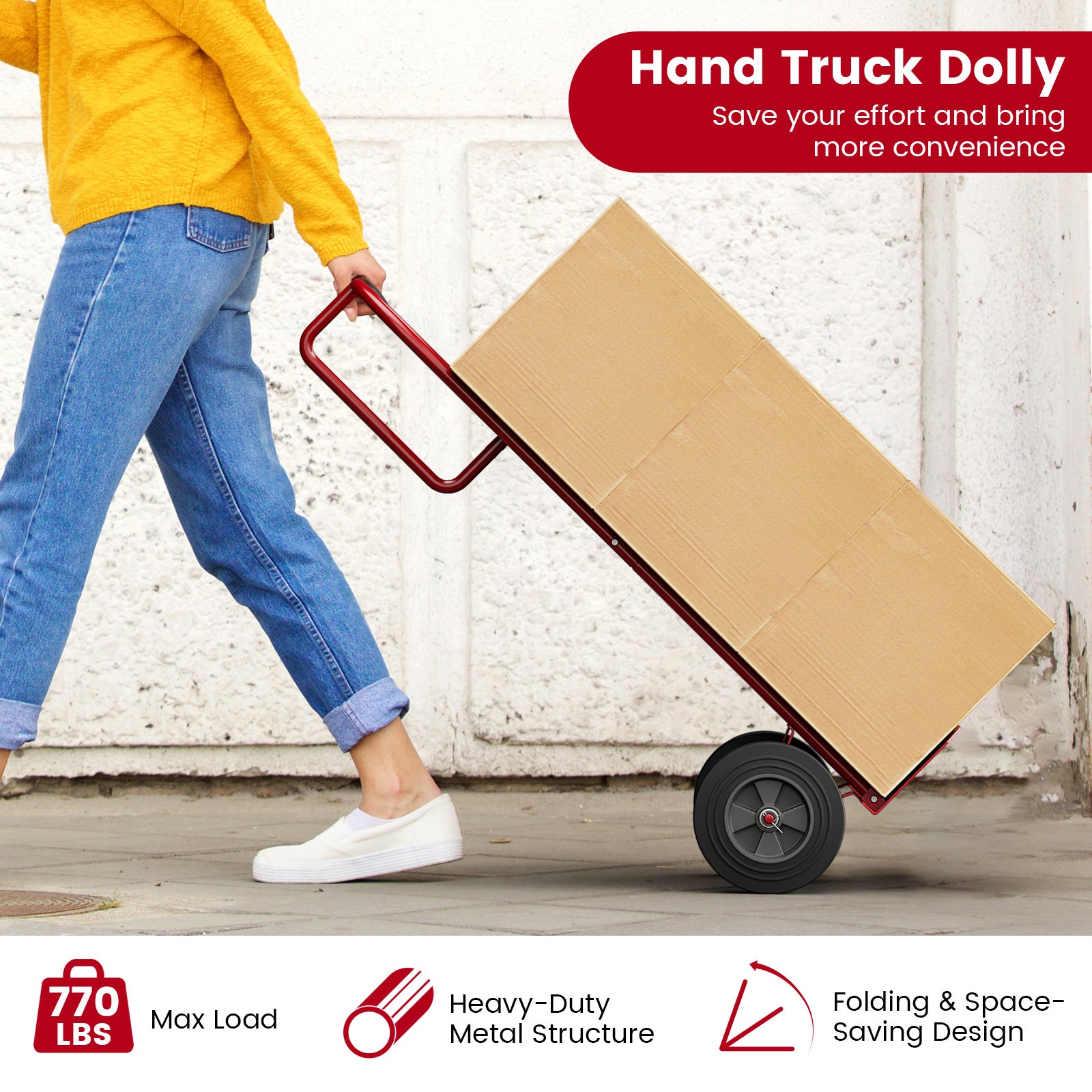 P-Handle Sack Truck, 10 Inch Wheels, Foldable Load Area, Red Garages at Gallery Canada