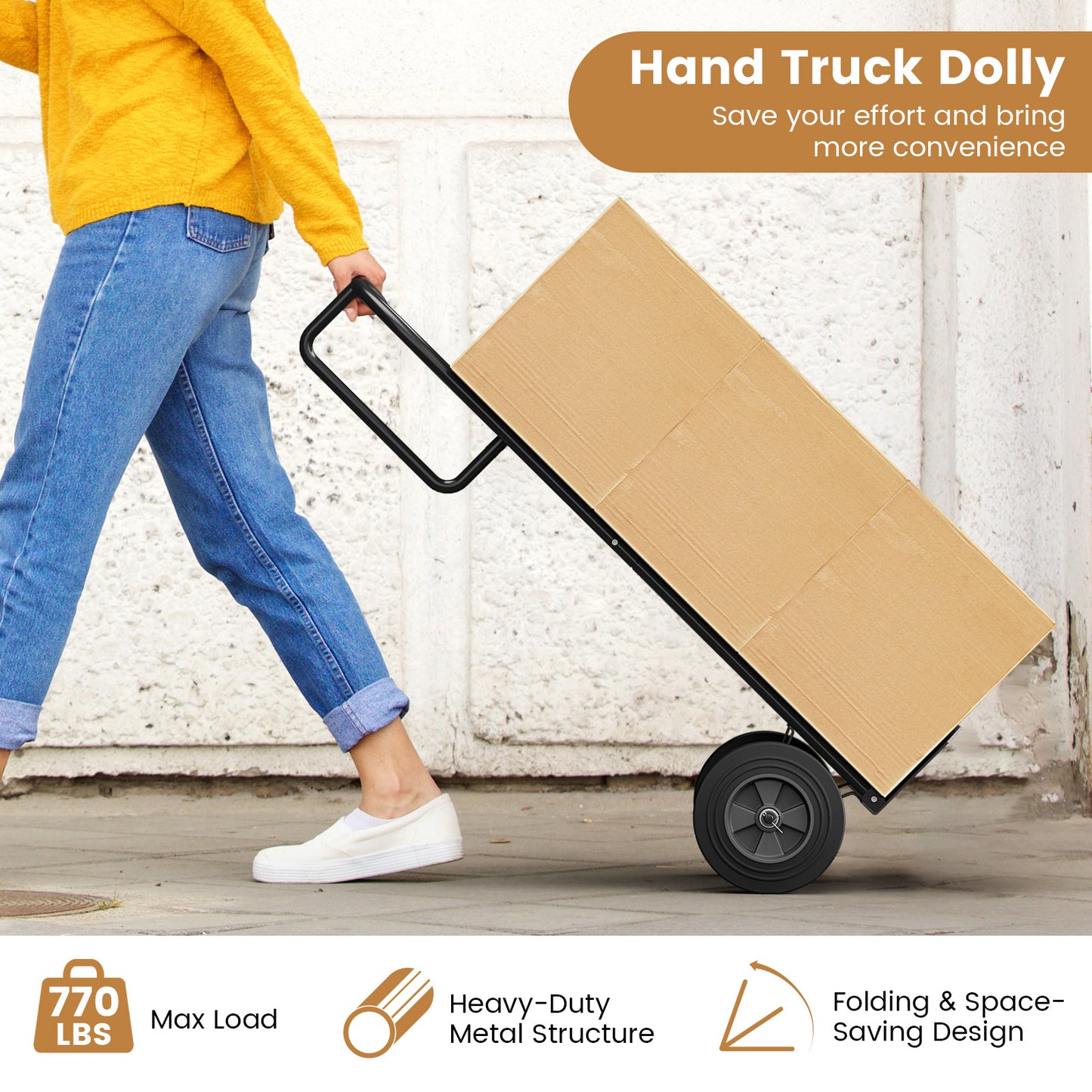 P-Handle Sack Truck, 10 Inch Wheels, Foldable Load Area, Black Garages at Gallery Canada