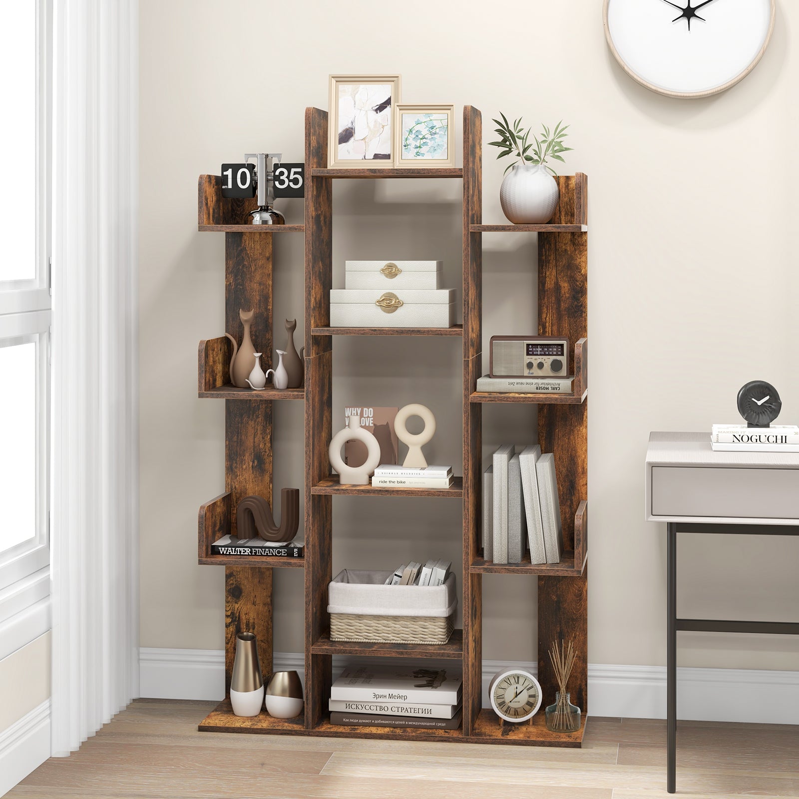 Tree-Shaped Bookshelf, 13 Compartments, Brown Bookcases at Gallery Canada