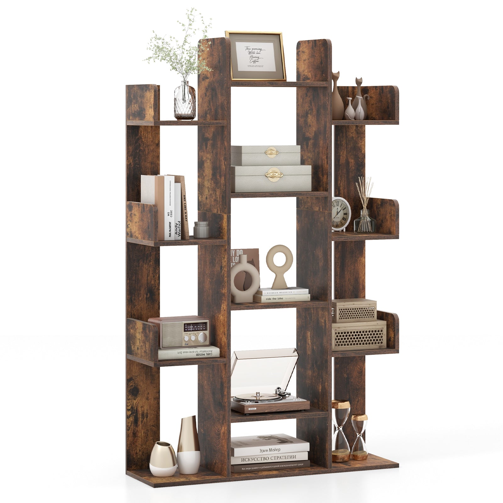 Tree-Shaped Bookshelf, 13 Compartments, Brown Bookcases at Gallery Canada