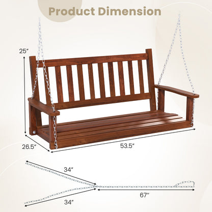 2-Person Wooden Porch Swing, 500 lbs Capacity, Brown Porch Swings at Gallery Canada
