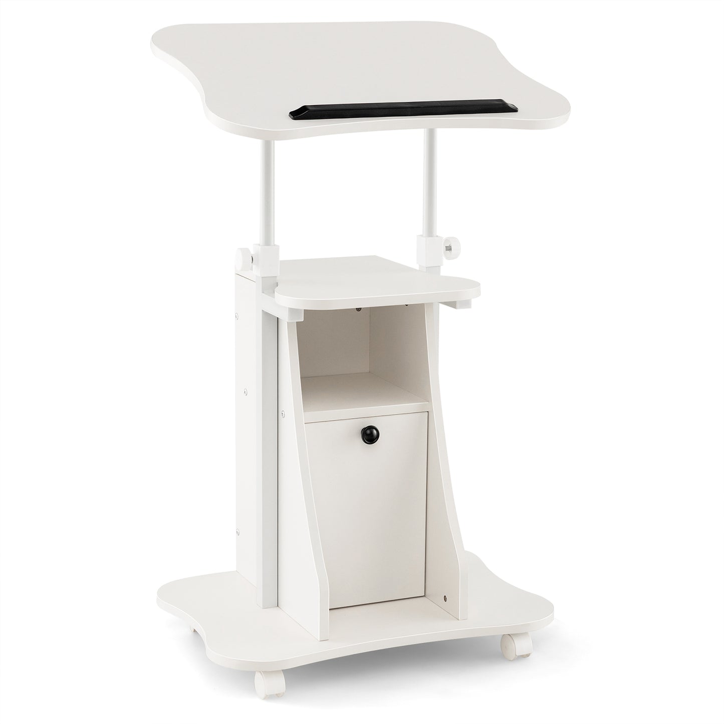 Adjustable Mobile Standing Desk Cart, White Laptop Tables & Printer Stands White at Gallery Canada