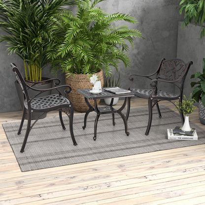 Cast Aluminum Side Table With Storage Shelf, 18 Inch, Brown Patio Coffee Tables at Gallery Canada