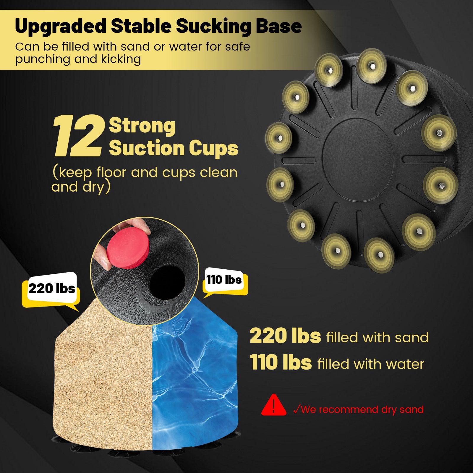 Freestanding Punching Bag With Stand, Suction Cup Base, Black Boxing & Martial Arts at Gallery Canada
