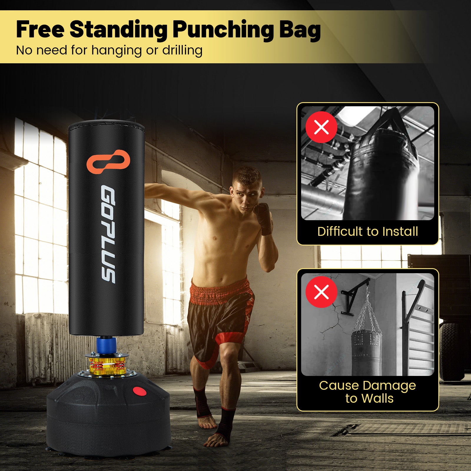Freestanding Punching Bag With Stand, Suction Cup Base, Black Boxing & Martial Arts at Gallery Canada