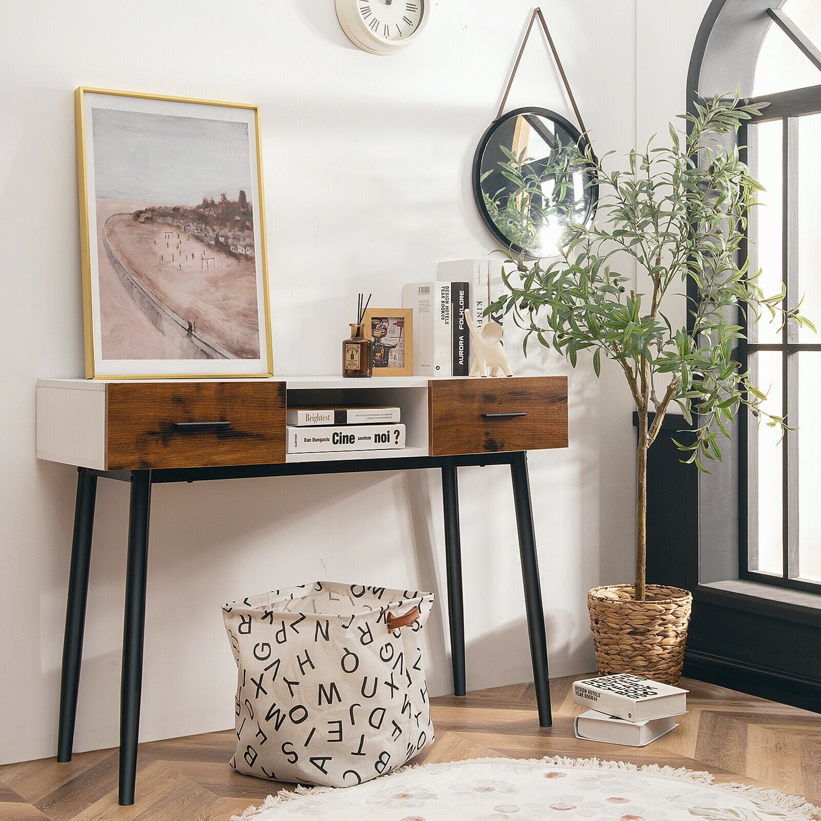 42 Inch Console Table With 2 Drawers, Brown Console Tables at Gallery Canada