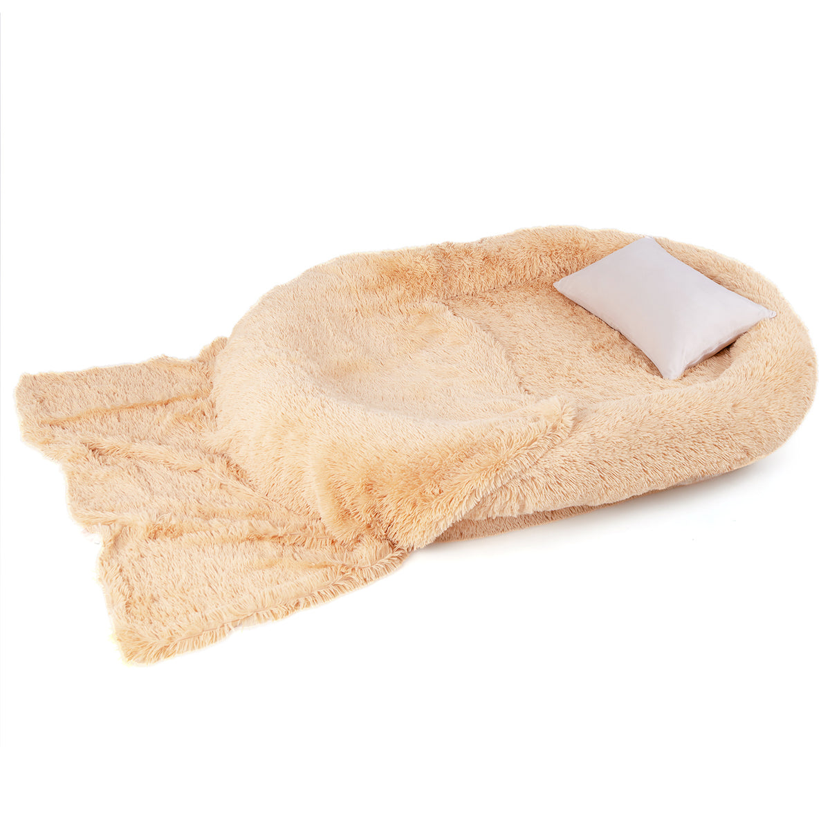 Washable Fluffy Dog Bed, Soft Blanket, Plump Pillow, Brown Dog Supplies at Gallery Canada