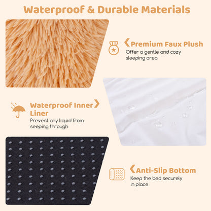 Washable Fluffy Dog Bed, Soft Blanket, Plump Pillow, Brown Dog Supplies at Gallery Canada
