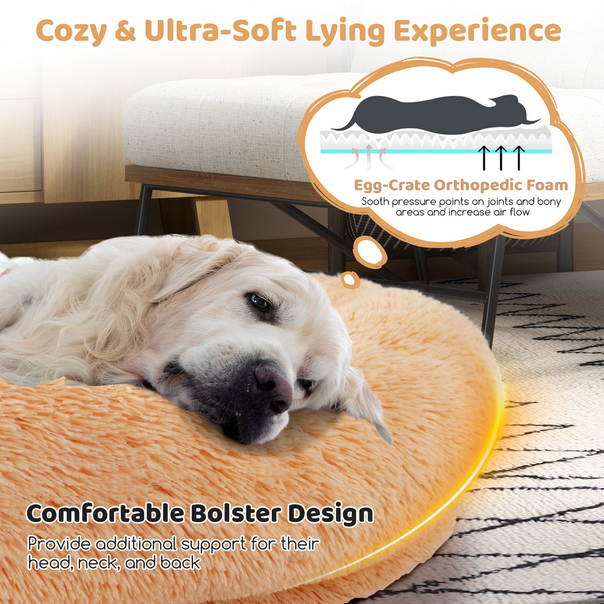 Washable Fluffy Dog Bed, Soft Blanket, Plump Pillow, Brown Dog Supplies at Gallery Canada