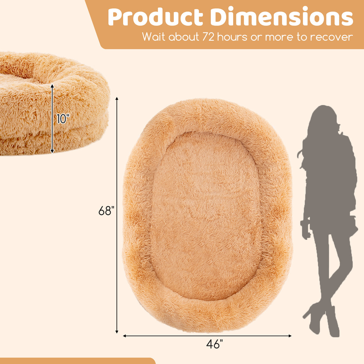 Washable Fluffy Dog Bed, Soft Blanket, Plump Pillow, Brown Dog Supplies at Gallery Canada