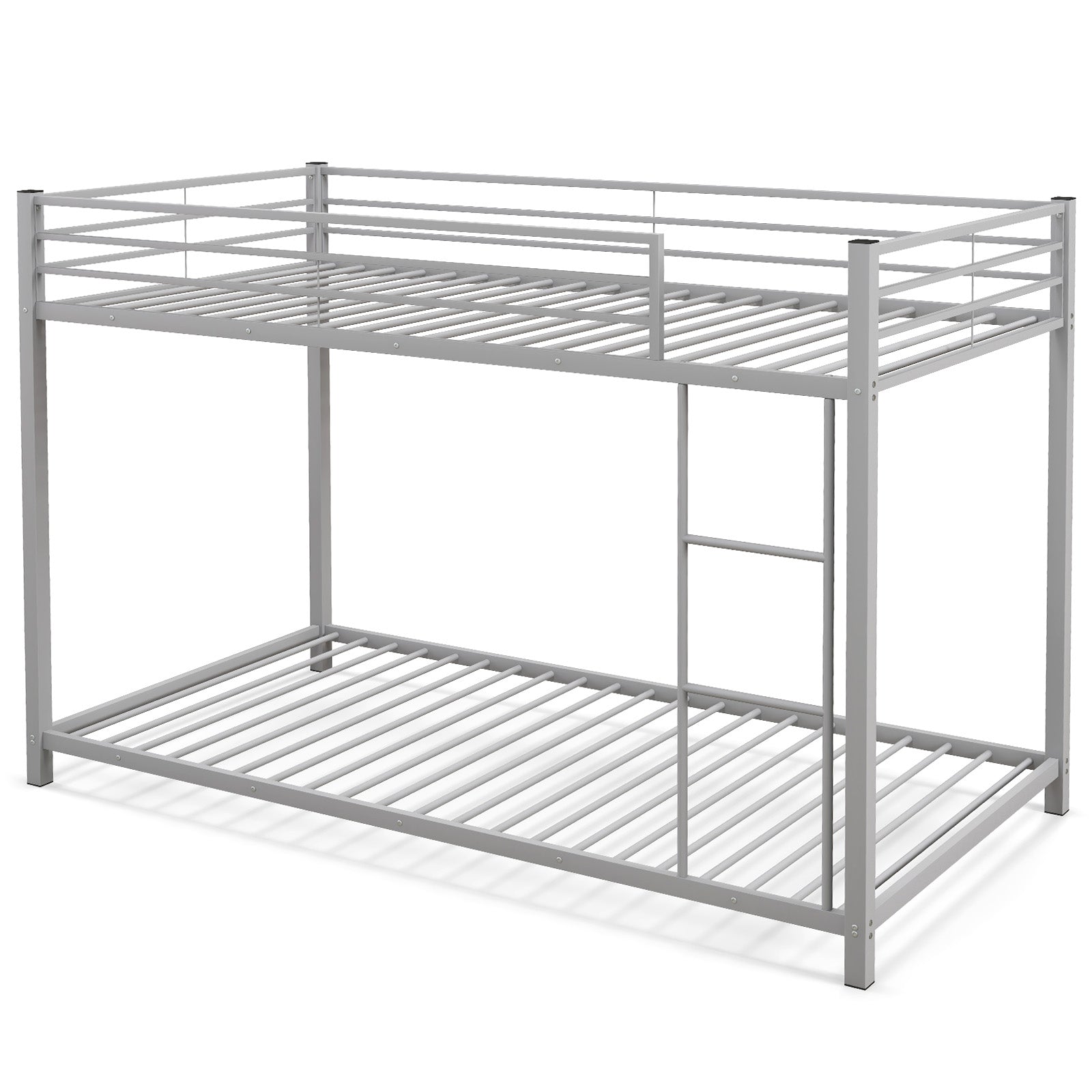 Twin Over Twin Metal Bunk Bed, Full Guardrails, Silver Bunk Bed Frame at Gallery Canada