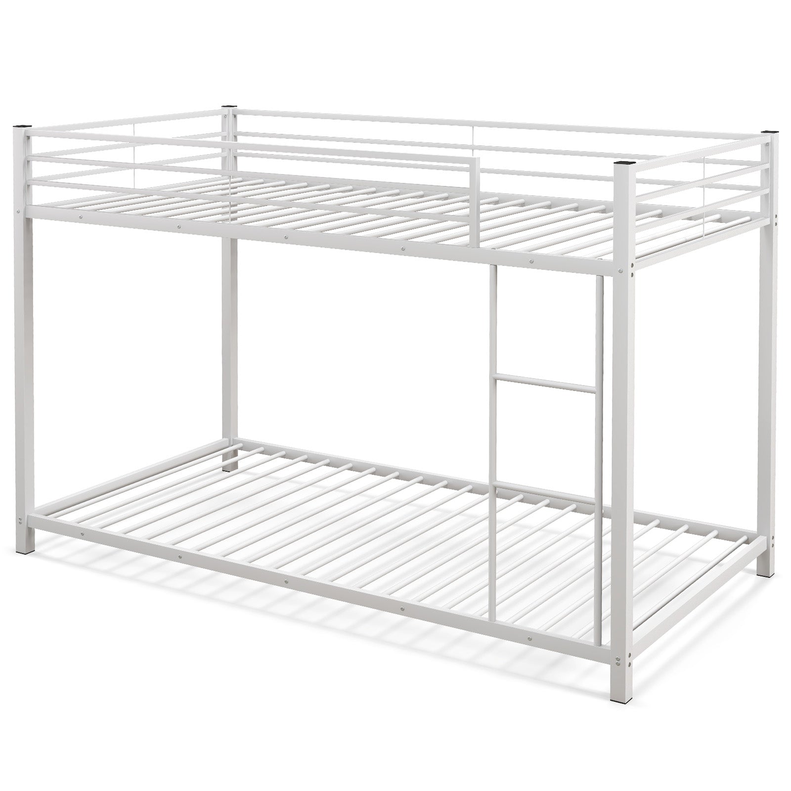 Twin Over Twin Metal Bunk Bed, Full-Length Guardrails, White Bunk Bed Frame at Gallery Canada