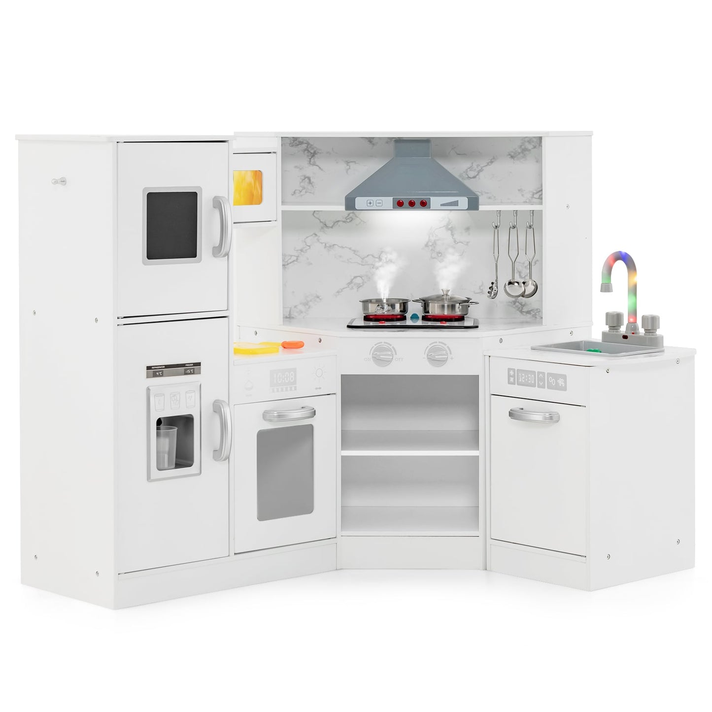 Kids Corner Pretend Kitchen Playset, White Play Kitchen Sets White at Gallery Canada
