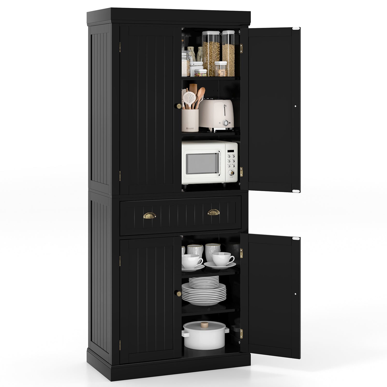 Freestanding Kitchen Cabinet, Adjustable Shelves, Black Armoires & Wardrobes at Gallery Canada