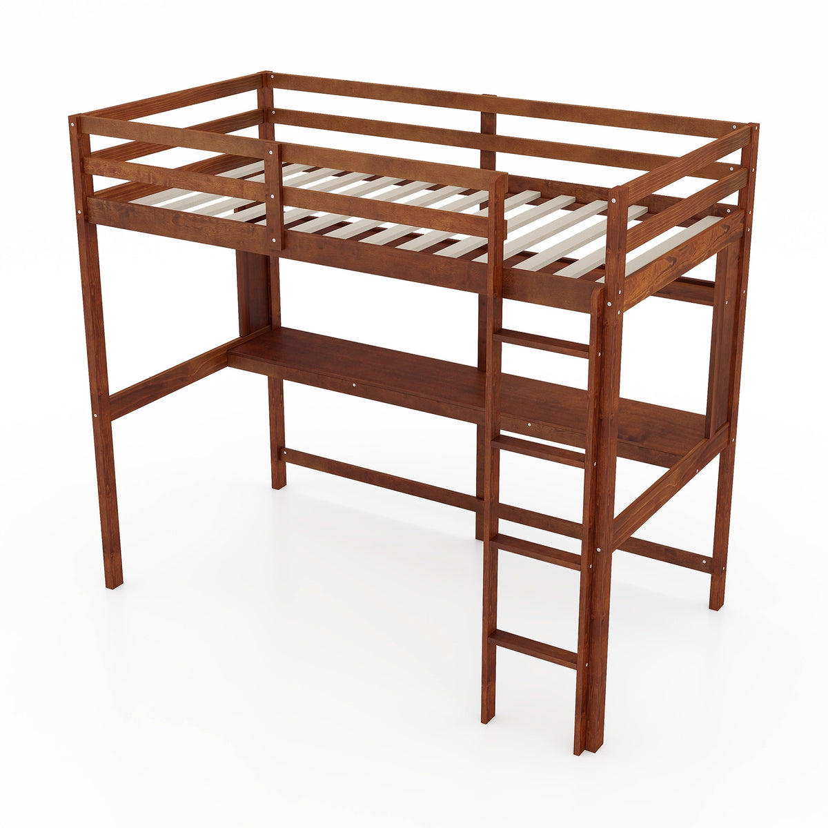 Twin Size Solid Wood Loft Bed Frame, Brown Bunk Bed Frame at Gallery Canada
