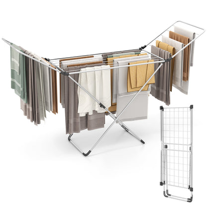 Folding Clothes Drying Rack, Adjustable Wings, Indoor Outdoor, Silver Drying Racks at Gallery Canada