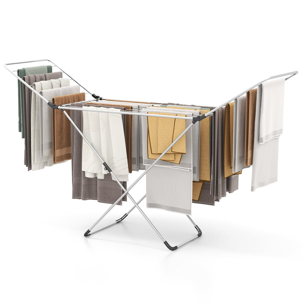 Folding Clothes Drying Rack, Adjustable Wings, Indoor Outdoor, Silver Drying Racks at Gallery Canada