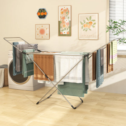 Folding Clothes Drying Rack, Adjustable Wings, Indoor Outdoor, Silver Drying Racks at Gallery Canada