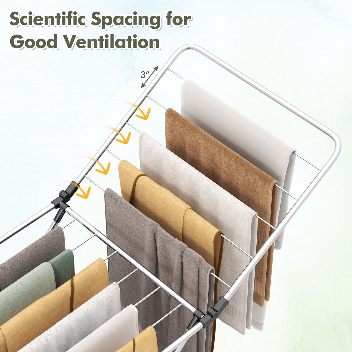 Folding Clothes Drying Rack, Adjustable Wings, Indoor Outdoor, Silver Drying Racks at Gallery Canada