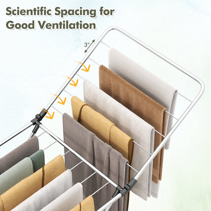 Folding Clothes Drying Rack, Adjustable Wings, Indoor Outdoor, Silver Drying Racks at Gallery Canada