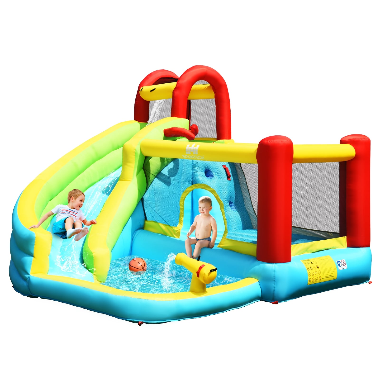 6-in-1 Inflatable Bounce House, Climbing Wall, Basketball Hoop Bounce House at Gallery Canada