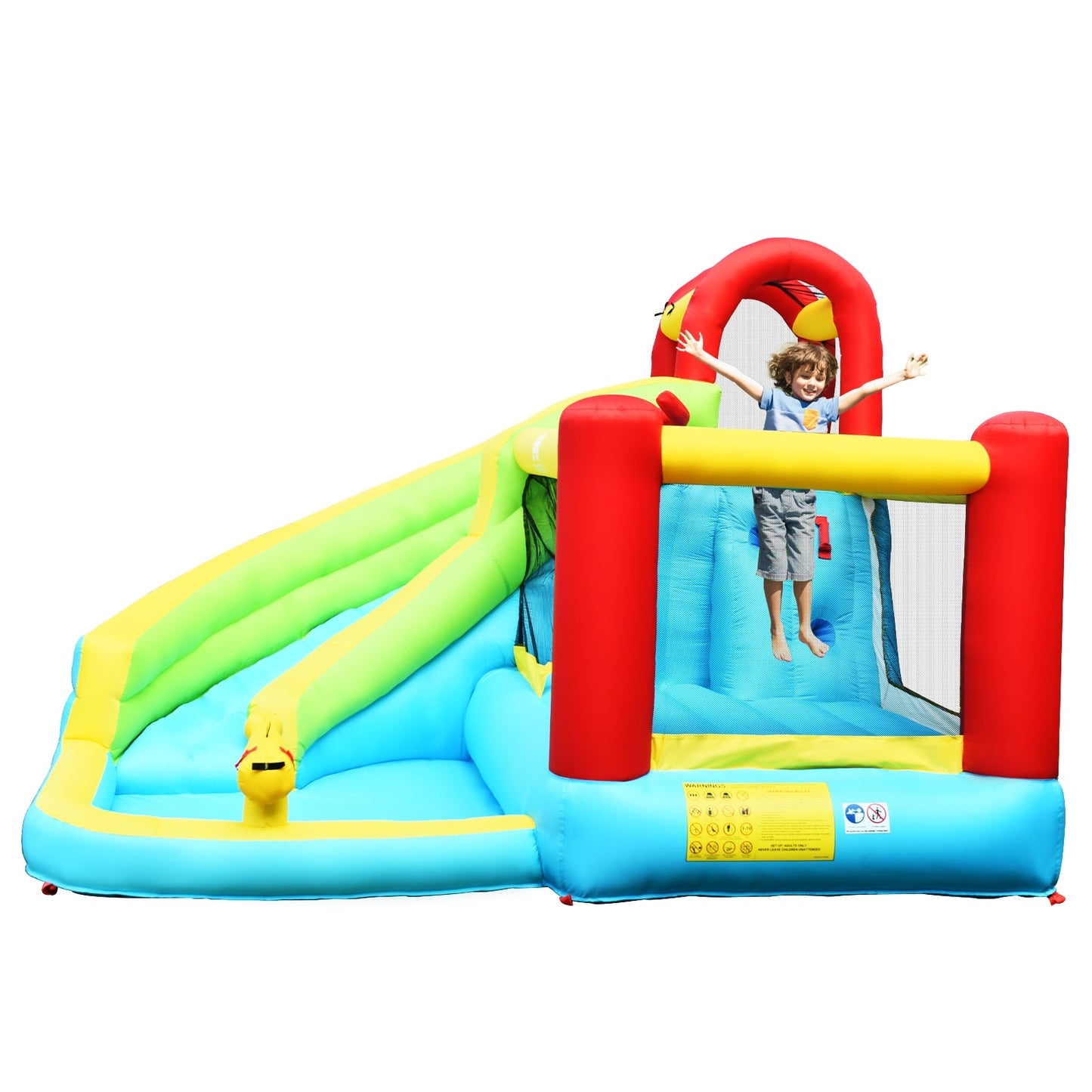 6-in-1 Inflatable Bounce House, Climbing Wall, Basketball Hoop Bounce House at Gallery Canada