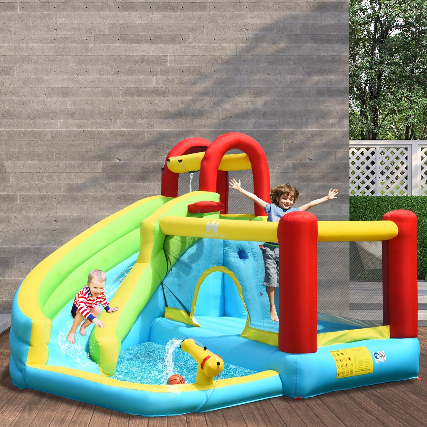 6-in-1 Inflatable Bounce House, Climbing Wall, Basketball Hoop Bounce House at Gallery Canada