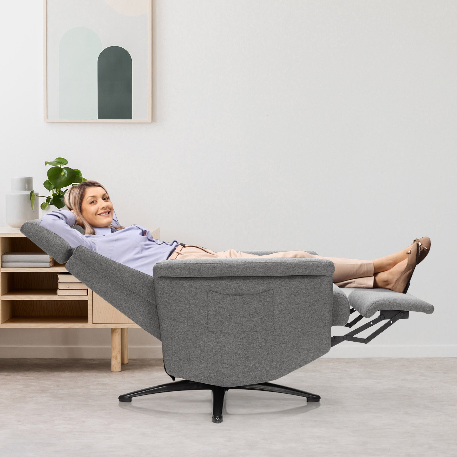 Swivel Massage Recliner Sofa, Adjustable Headrest, Gray Recliners at Gallery Canada