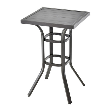 24 Inch Bar Height Table, Aluminum Tabletop, Adjustable Foot Pads, Black Patio Bar Furniture at Gallery Canada