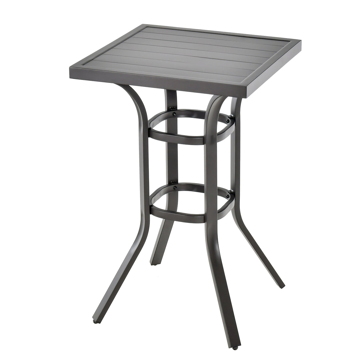 24 Inch Bar Height Table, Aluminum Tabletop, Adjustable Foot Pads, Black Patio Bar Furniture Black at Gallery Canada