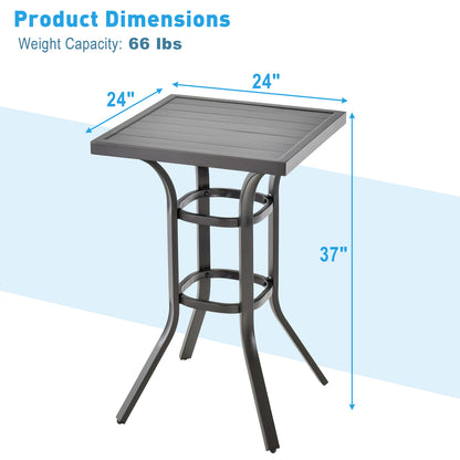 24 Inch Bar Height Table, Aluminum Tabletop, Adjustable Foot Pads, Black Patio Bar Furniture at Gallery Canada