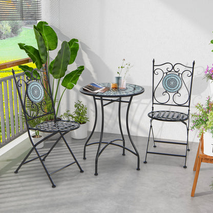 24 Inch Patio Bistro Table, Ceramic Tile Tabletop, Blue Patio Dining Tables at Gallery Canada