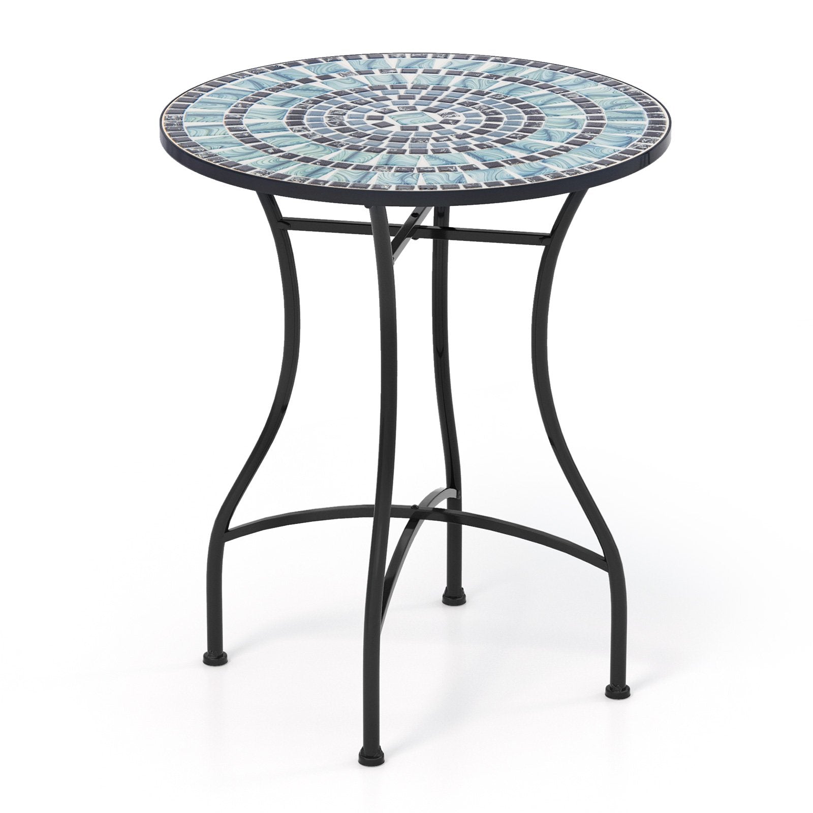 24 Inch Patio Bistro Table, Ceramic Tile Tabletop, Blue Patio Dining Tables Blue at Gallery Canada