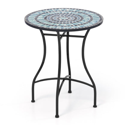 24 Inch Patio Bistro Table, Ceramic Tile Tabletop, Blue Patio Dining Tables Blue at Gallery Canada