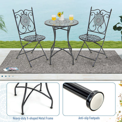 24 Inch Patio Bistro Table, Ceramic Tile Tabletop, Blue Patio Dining Tables at Gallery Canada