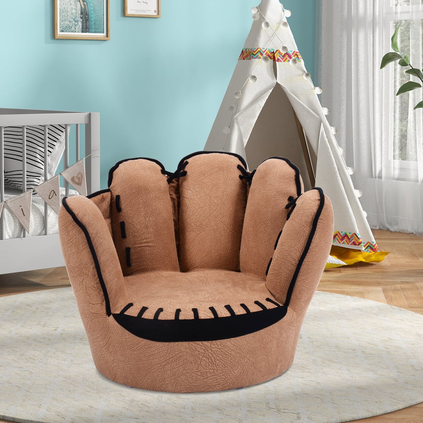 Five Finger Baseball Glove Shaped Kids Sofa, Brown Kids Chairs & Seating at Gallery Canada