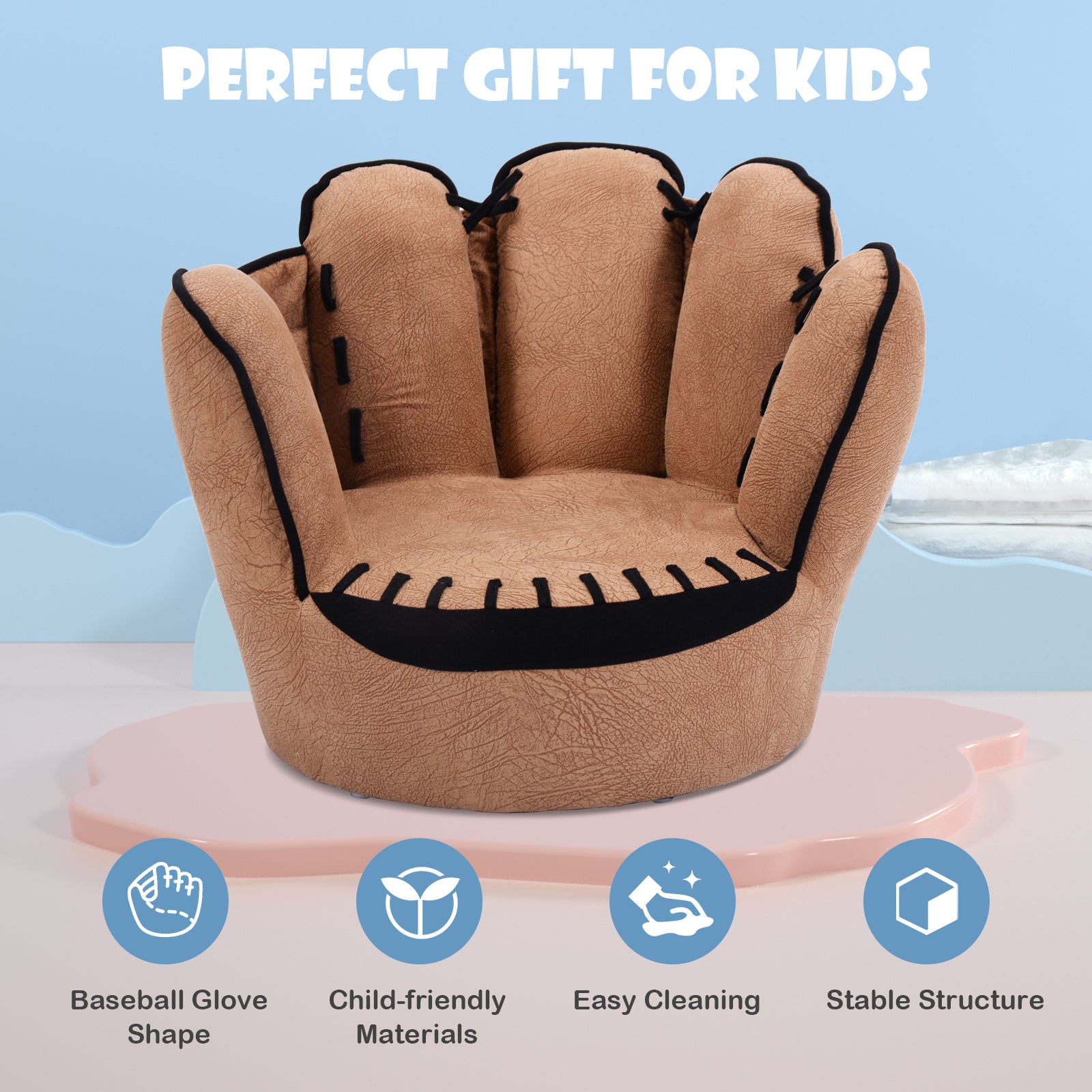 Five Finger Baseball Glove Shaped Kids Sofa, Brown Kids Chairs & Seating at Gallery Canada