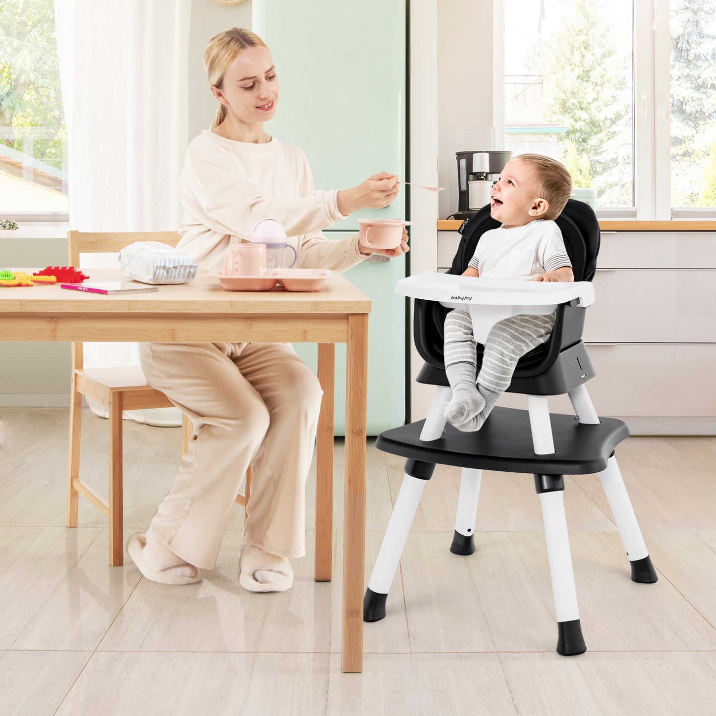 6-In-1 Convertible Baby High Chair, Adjustable Removable Tray, Black High Chairs at Gallery Canada