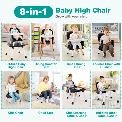 6-In-1 Convertible Baby High Chair, Adjustable Removable Tray, Black High Chairs at Gallery Canada