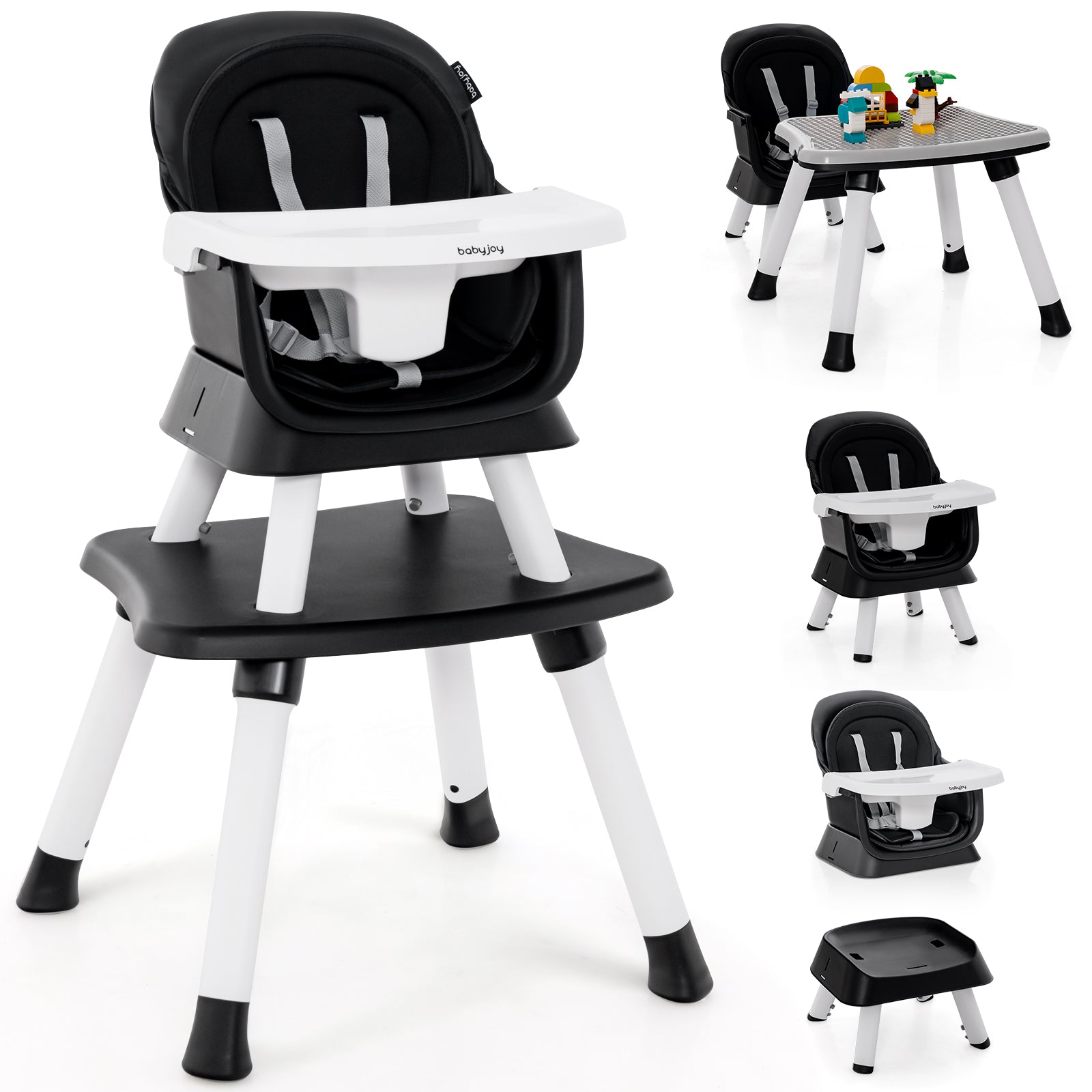 6-In-1 Convertible Baby High Chair, Adjustable Removable Tray, Black High Chairs at Gallery Canada