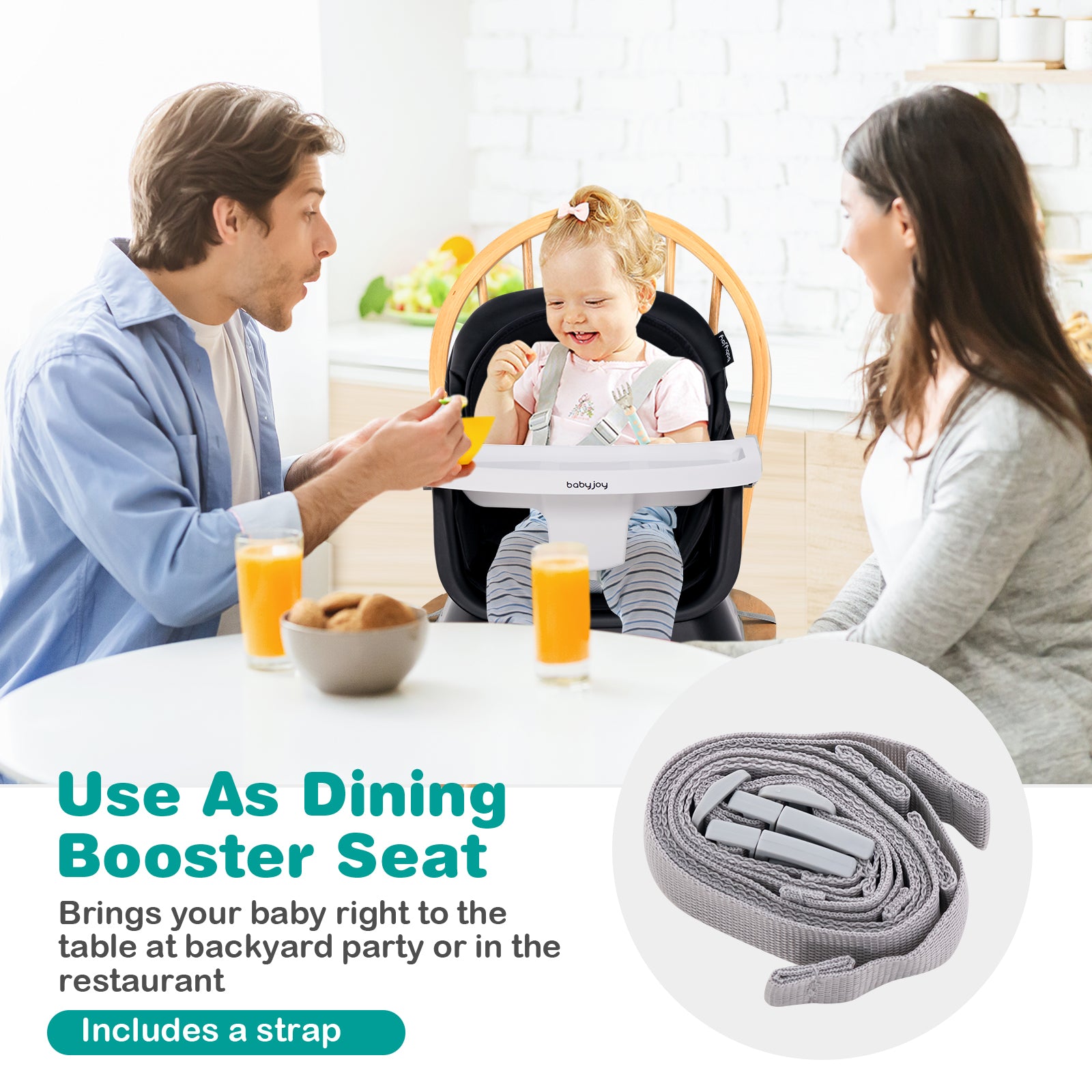 6-In-1 Convertible Baby High Chair, Adjustable Removable Tray, Black High Chairs at Gallery Canada
